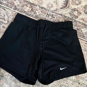Nike Women's Black Athletic Shorts with White Logo